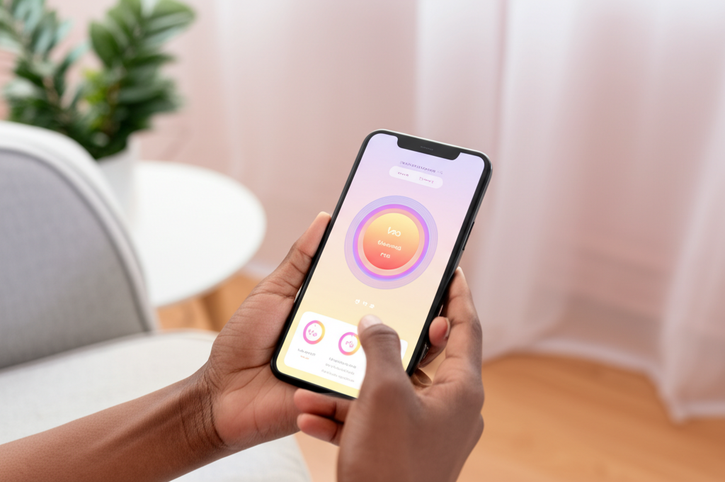 Person using a mental wellness AI companion application