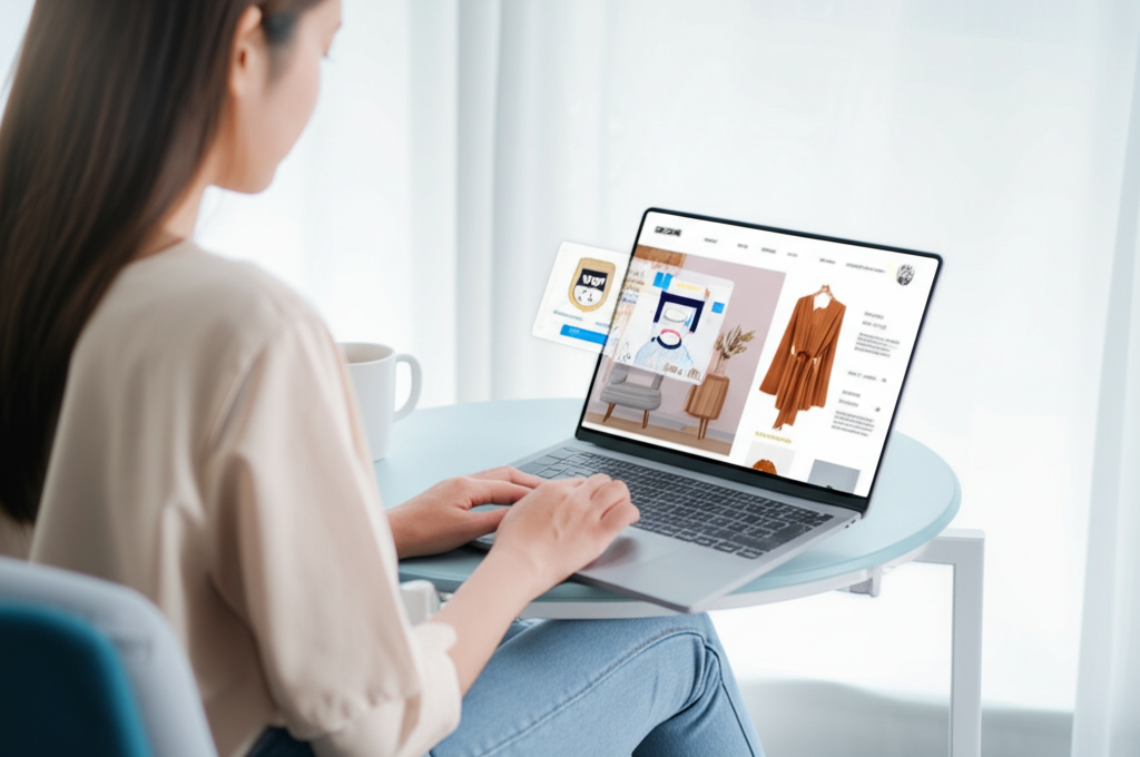 Person using an AI shopping assistant to make smart purchase decisions